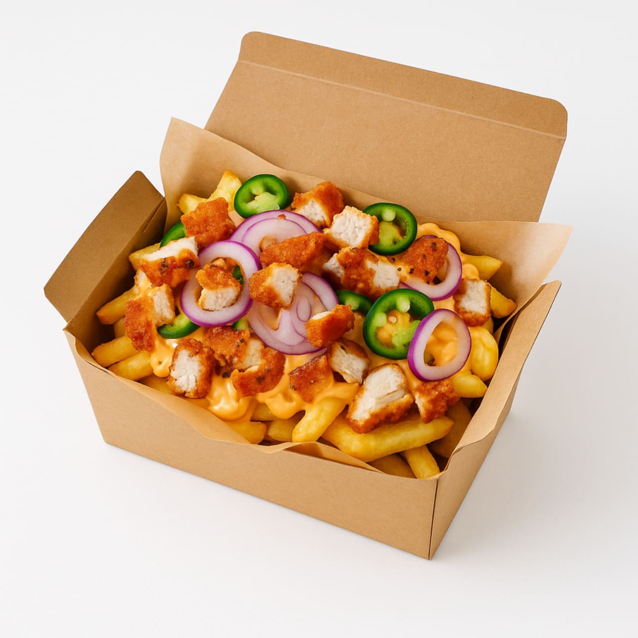 Chicken fries with crispy breading in a paper cone